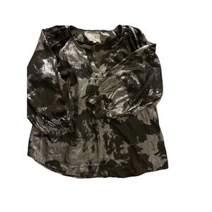 Umgee Women’s Silver Oversized Blouse Tunic Top Size Large